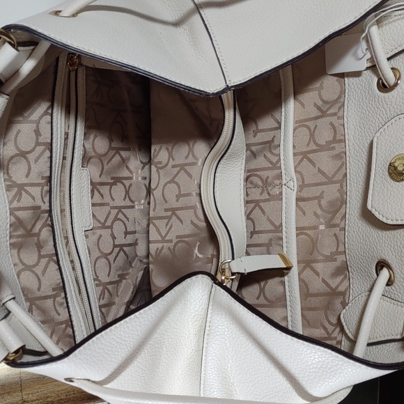 Calvin Klein Faux Leather Trapezoid Drawstring Bag - Picture 6 of 7